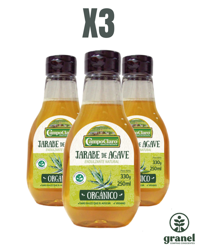 Pack X3 Jarabe de agave orgánico Campo claro 330gr