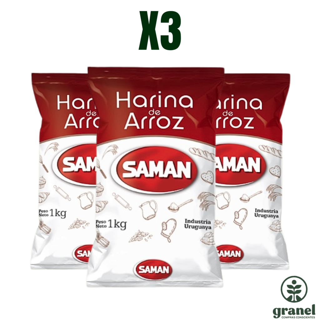 Pack X3 Harina de arroz Saman 1kg