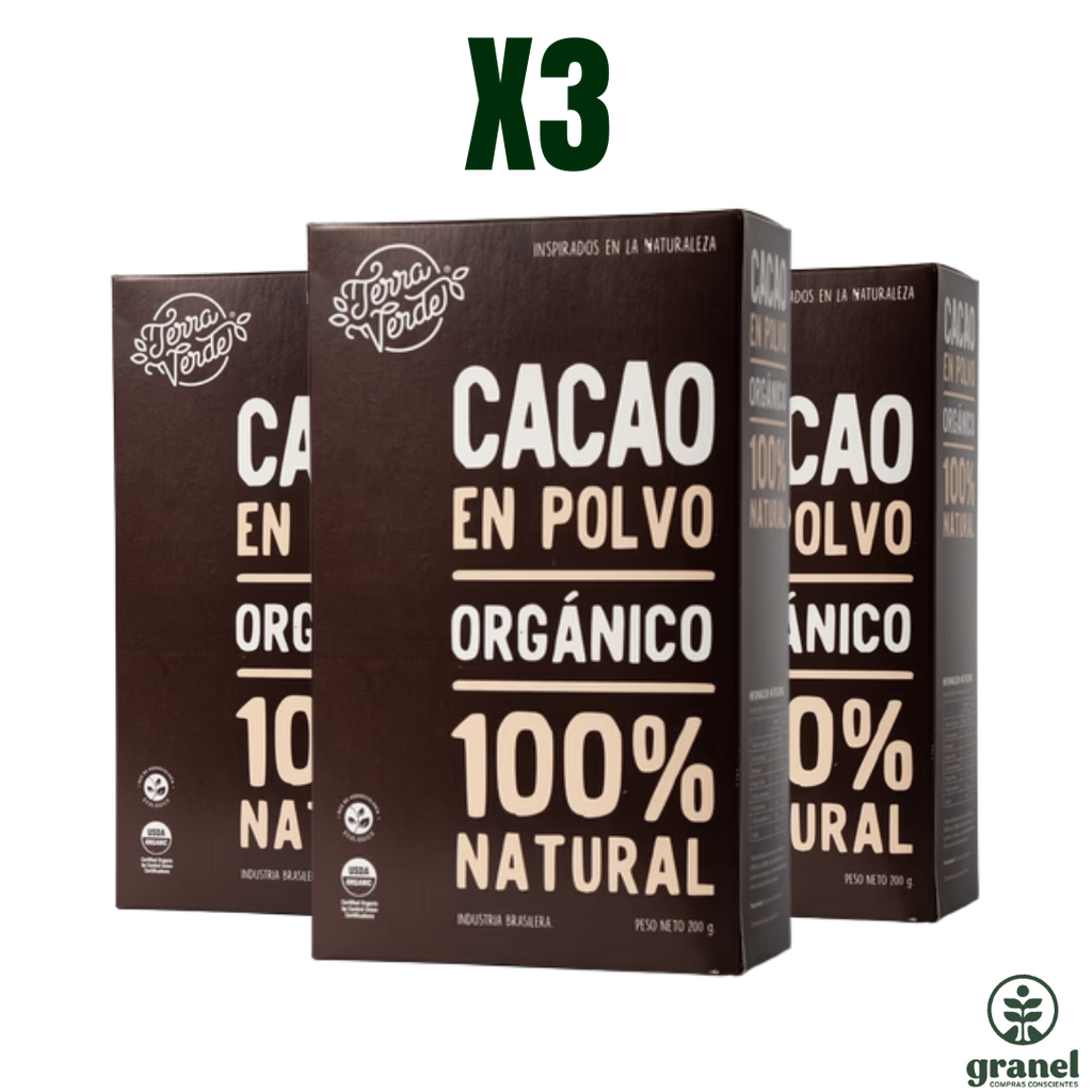 Pack X3 Cacao Orgánico Terra Verde 200g