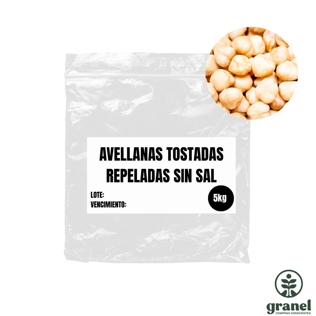 Avellanas enteras tostadas repeladas sin sal 5kg