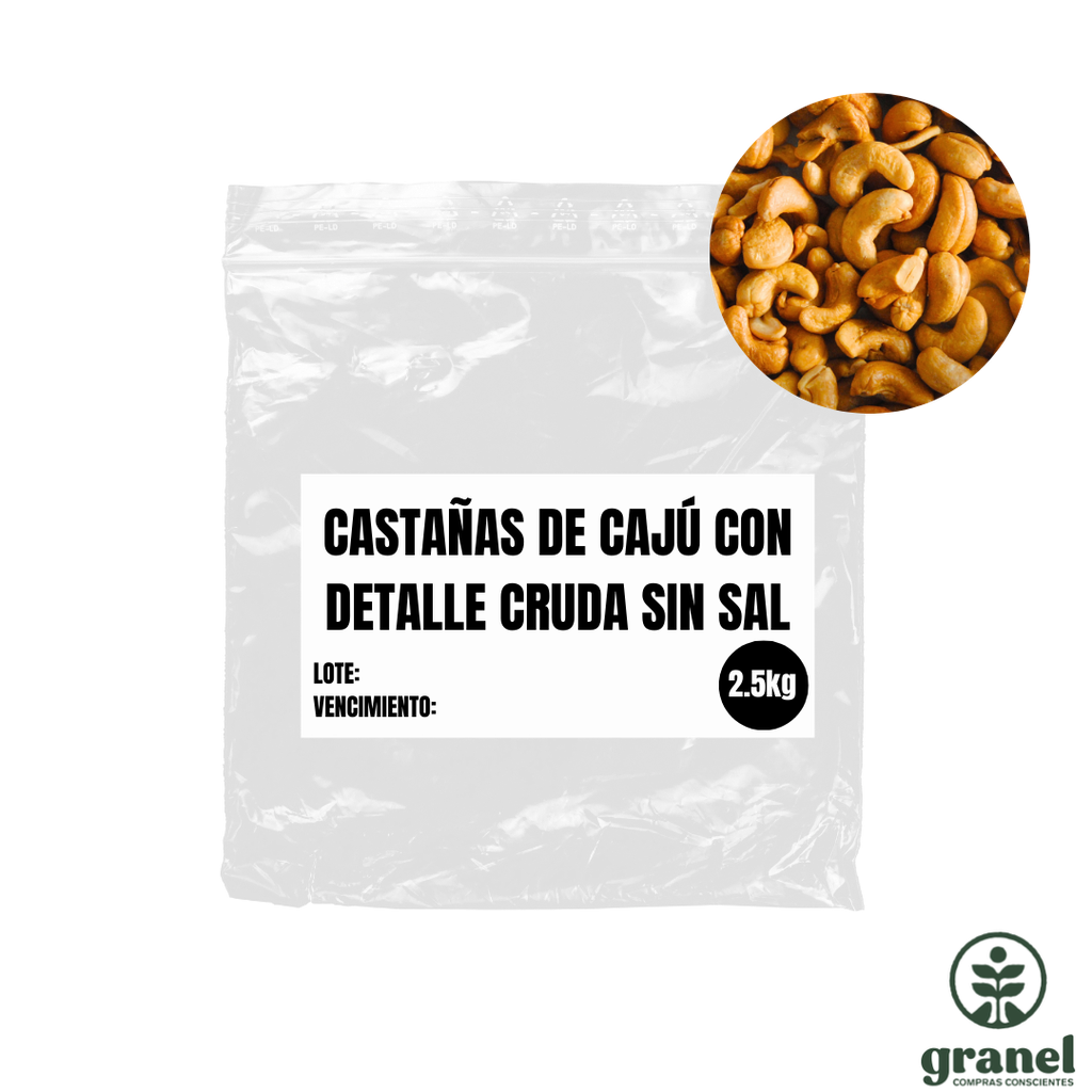 Castañas de cajú rota cruda sin sal 2,5kg [bolsa de plástico]