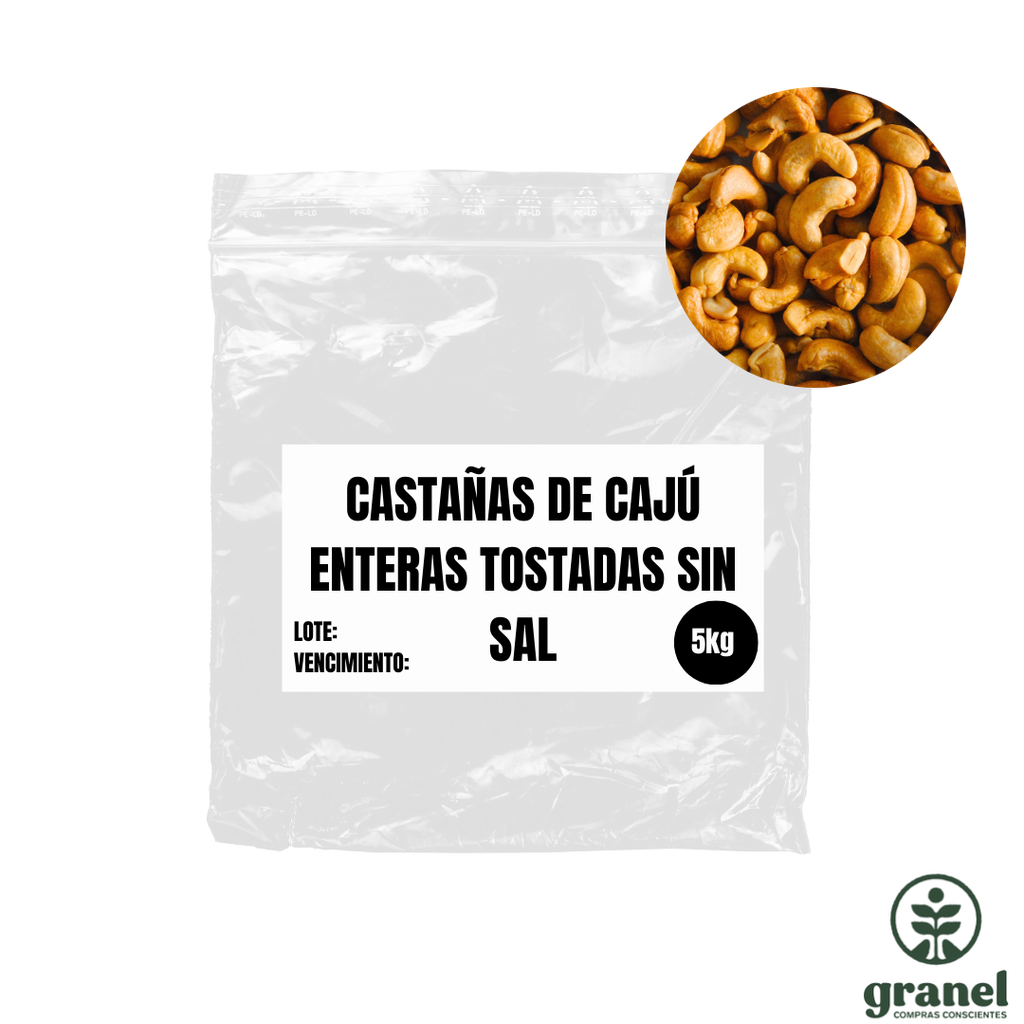 Castañas de cajú enteras tostadas sin sal 5kg
