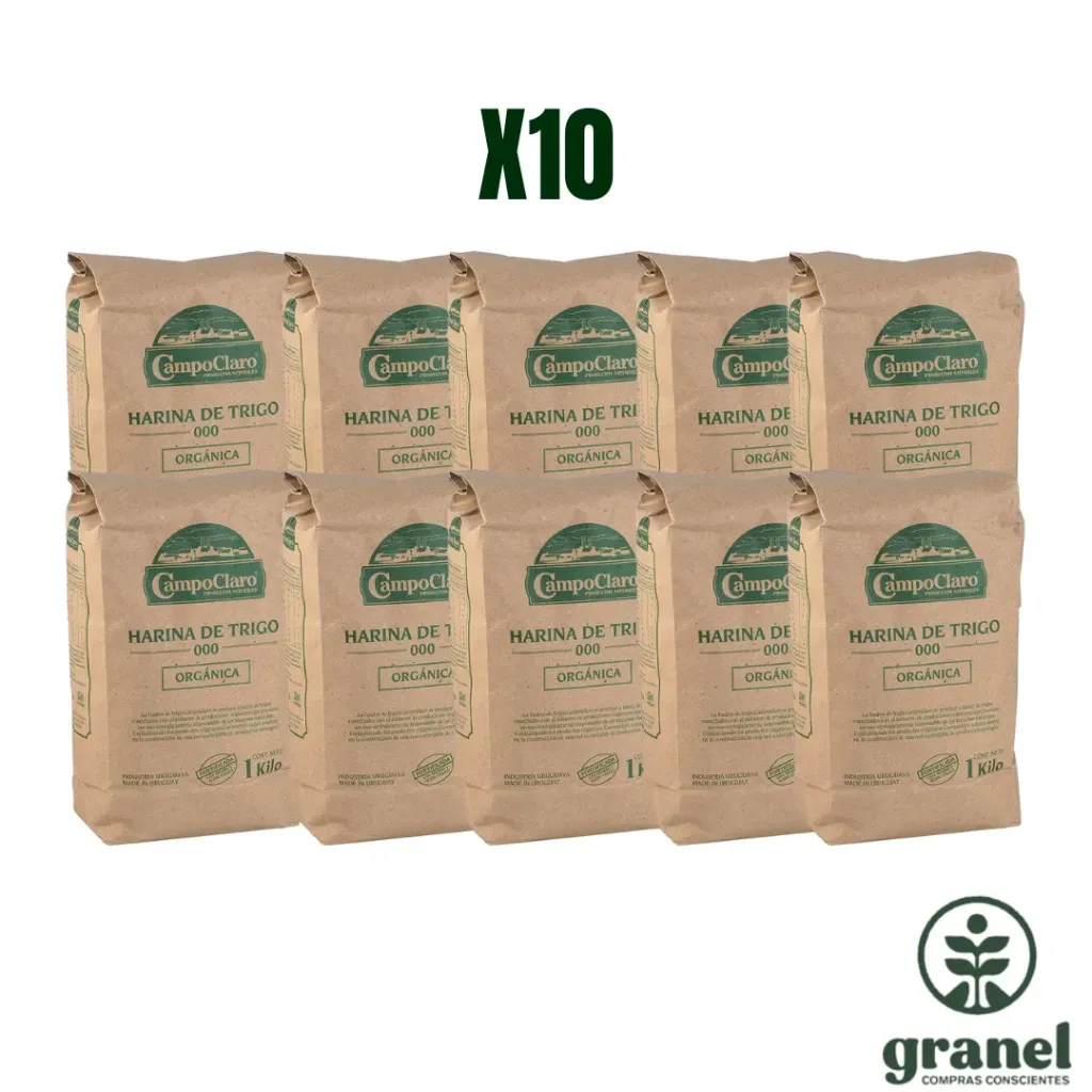 [Por encargue, plazo hasta 7 días] Harina de trigo orgánica 000 Campo Claro 1kg. Funda 10 unidades