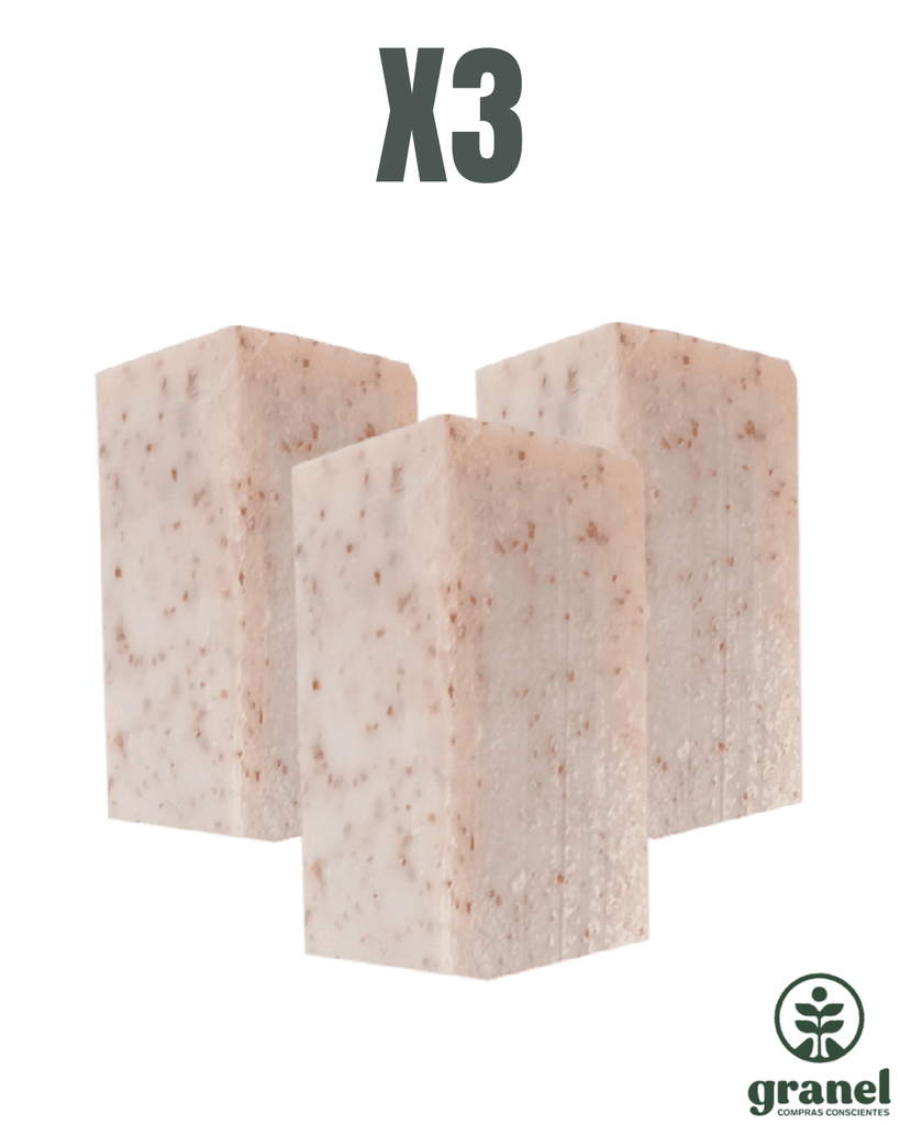 [12380] Pack X3 Jabón de coco puro y salvado puro 100% vegetal en barra 250g