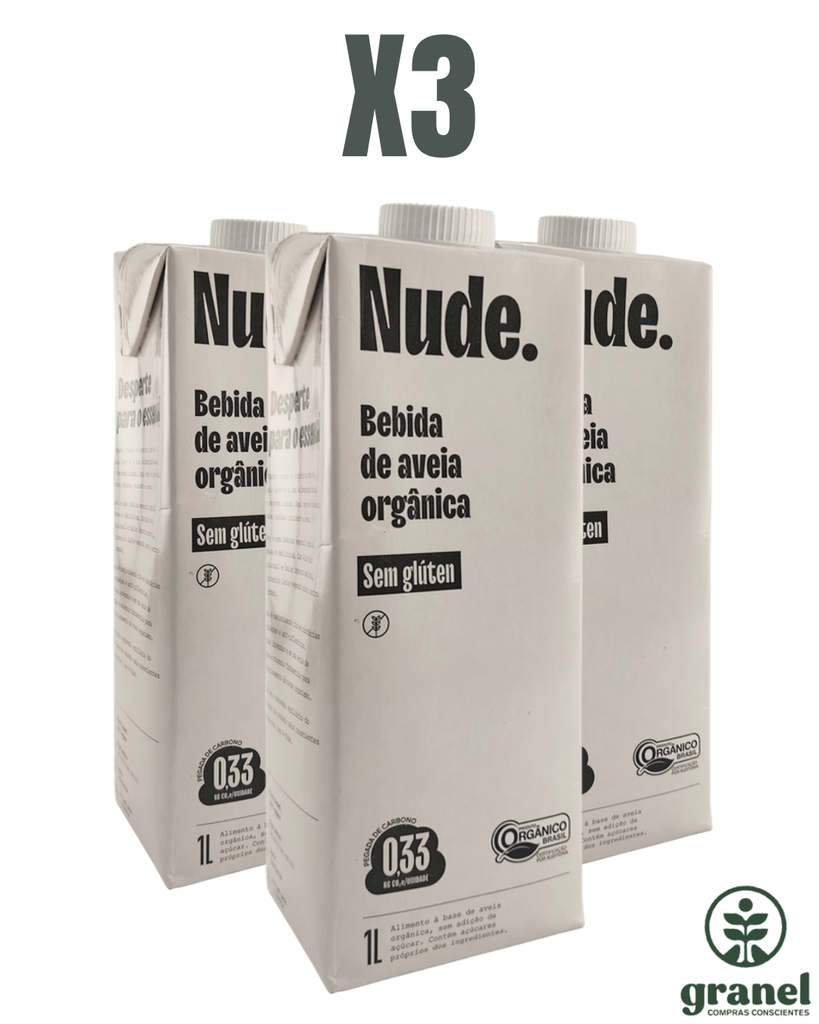 Pack X3 Leche de avena original orgánica Nude 1L