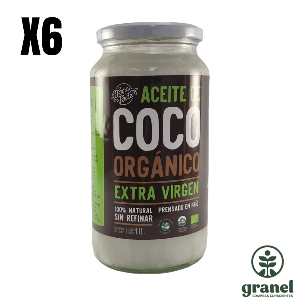 [10011] [Por encargue, plazo hasta 7 días] Aceite de coco orgánico extra virgen Terra Verde 1L. Caja 6 unidades