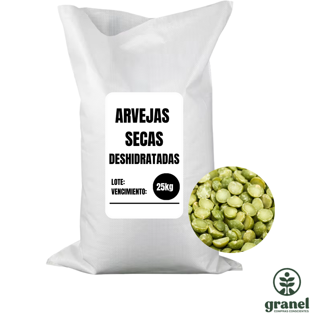 [Por encargue, plazo hasta 7 días] Arvejas secas deshidratadas. Bolsa 25kg