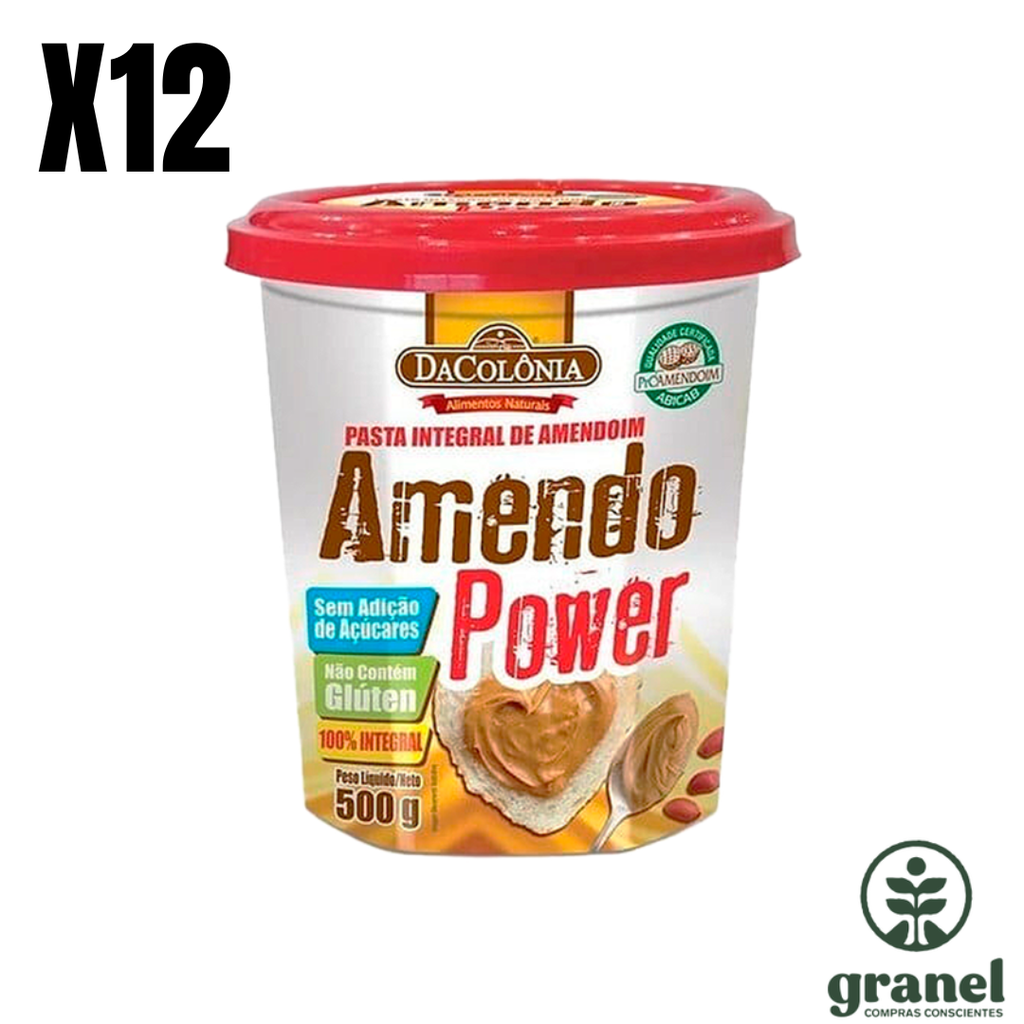 [9919] [Por encargue, plazo hasta 7 días] Mantequilla crema manteca de maní Amendo Power 500g. Caja 12 unidades
