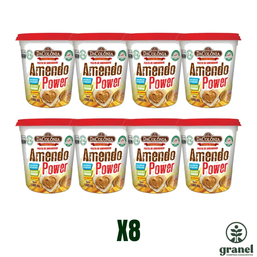 [Por encargue, plazo hasta 7 días] Mantequilla crema manteca de maní Amendo Power Da Colonia 1kg. Caja de 8 unidades