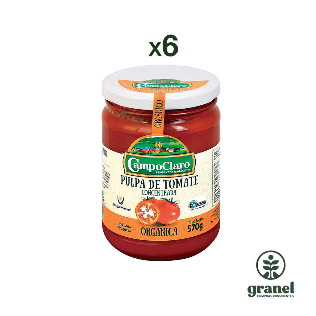 [9932] [Por encargue, plazo hasta 7 días] Pulpa salsa de tomates orgánica concentrada Campo Claro 570g. Caja 6 unidades