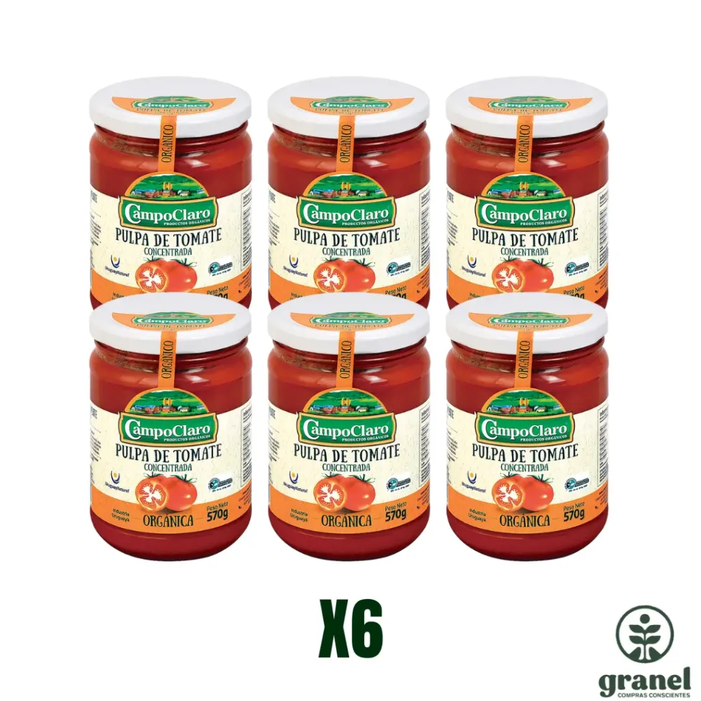 [9932] [Por encargue, plazo hasta 7 días] Pulpa salsa de tomates orgánica concentrada Campo Claro 570g. Caja 6 unidades