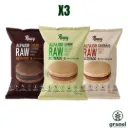 Pack X3 Degustación Alfajores Raw Activado de limón, cacao y castañas 45g Rawy