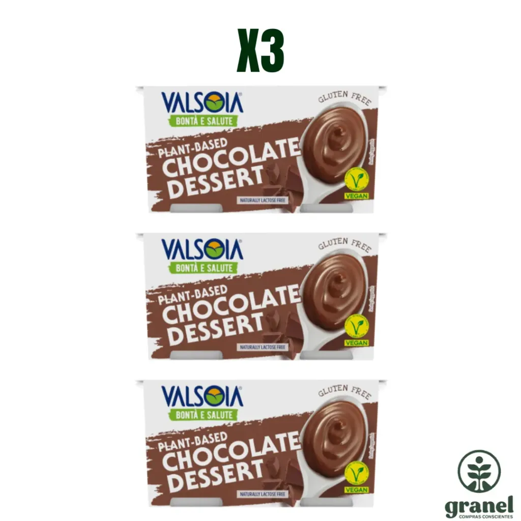 Pack X3 Postre de chocolate Valsoia 6 unidades de 115gr