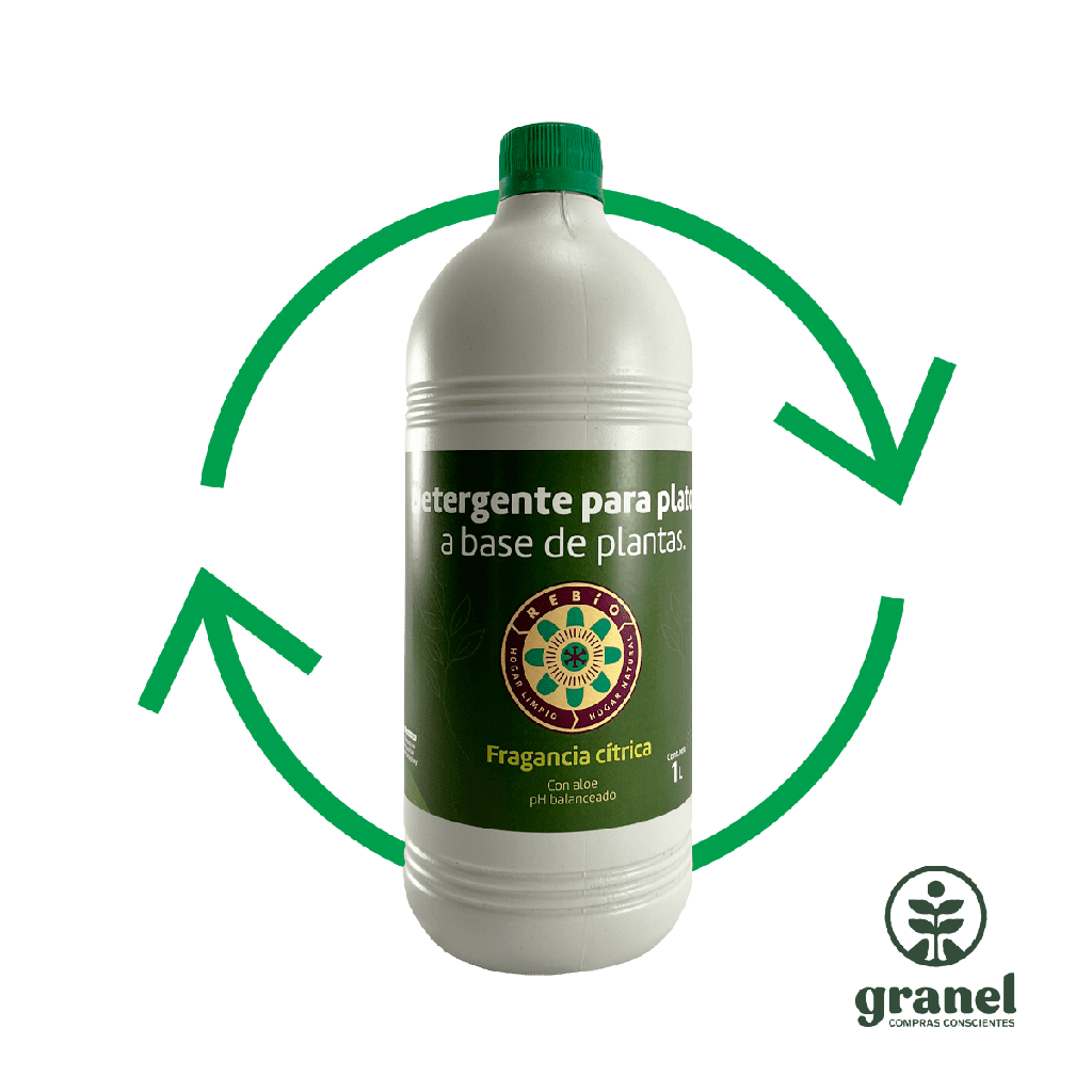 [10564] Detergente vegetal para platos envase de pead reciclado retornable Rebío 1L (Tengo envase Rebío 1L para devolver)