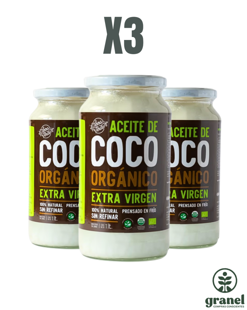 [12373] Pack X3 Aceite de coco orgánico extra virgen Terra Verde 1L